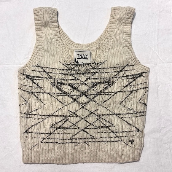 Rare TNA printed lambswool sweater vest - Picture 1 of 2